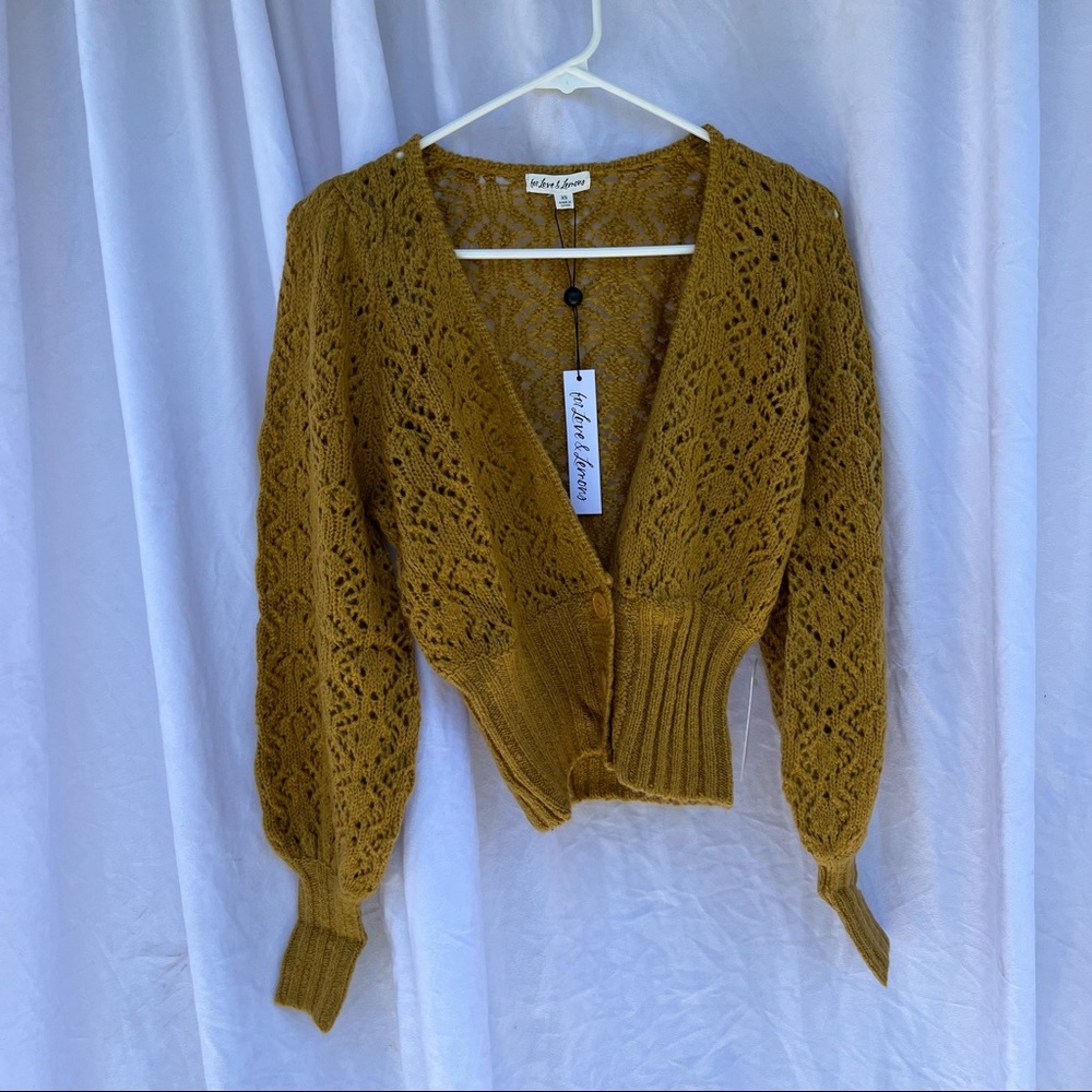 NWT For Love & Lemons Francois V Neck Pointelle XS - Picture 2 of 7